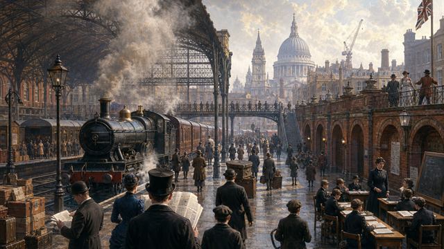 Victorian railway station with signs of modern change